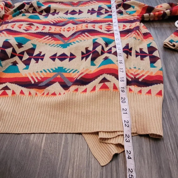 Blu Pepper Womens Cardigan Sweater S Multicolor Geometric Aztec Long Sleeves - Picture 6 of 7